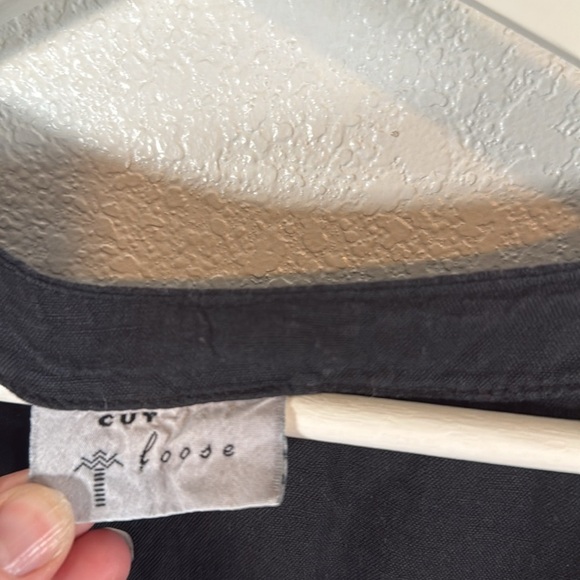 Cut Loose Black Button Down Midi Linen Blend Dress Size Medium Lagenlook - Picture 4 of 8